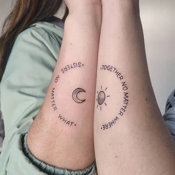 Tatuagem de amigas dia e noite