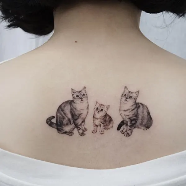 Tatuagem de gato nas costas