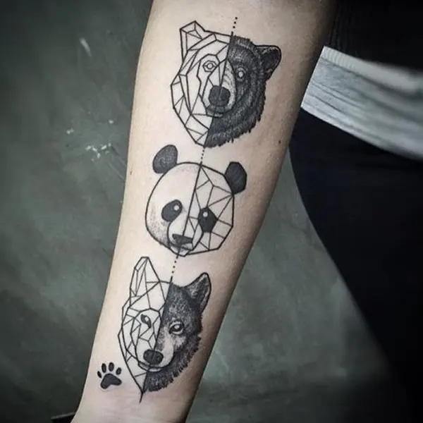 Tatuagem geométrica feminina com animais