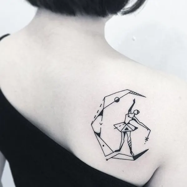 Tatuagem geométrica feminina de dançarina