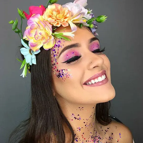 maquiagem com flores para carnaval