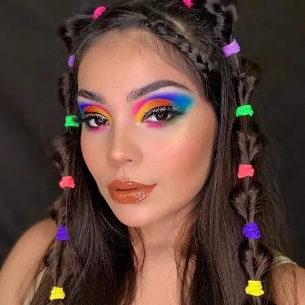 maquiagem de carnaval colorida