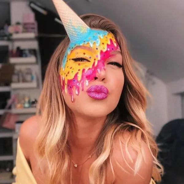 maquiagem divertida de sorvete para carnaval