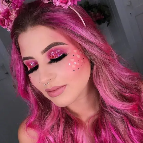 maquiagem rosa para carnaval